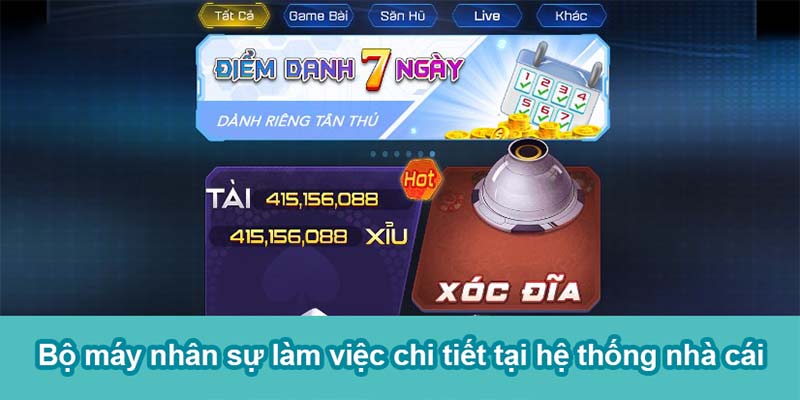 Bộ máy nhân sự làm việc chi tiết tại hệ thống nhà cái